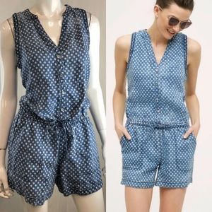 Hei Hei Polka Dot Linen Dottie Chambray Romper